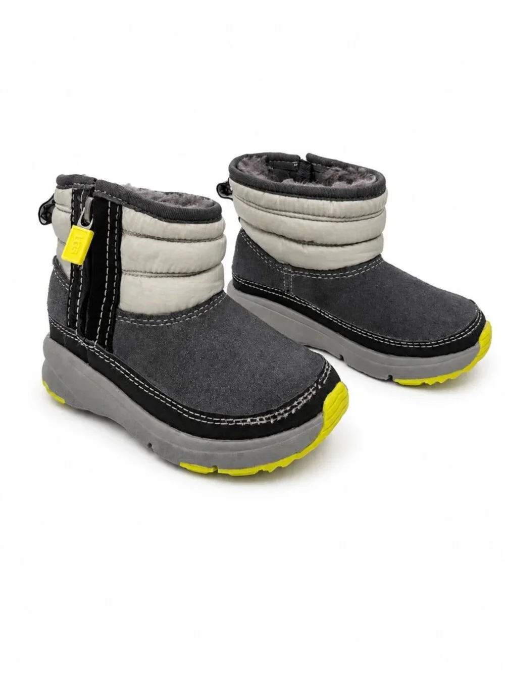 UGG Kids Truckee Weather Boot Grey Neon Yellow Size 7